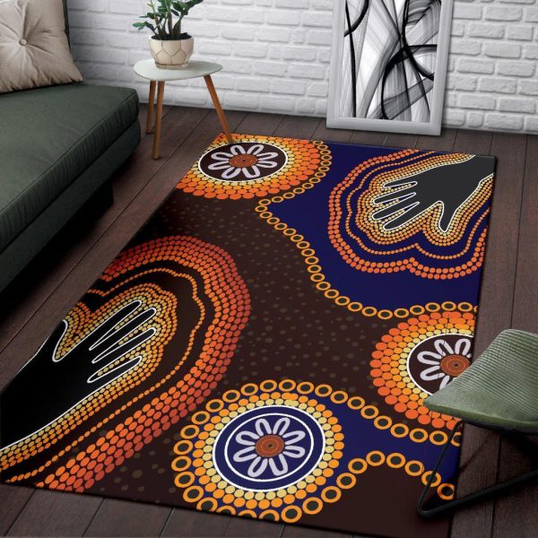 Area Rug - Aboriginal Dot Art Painting With Hand