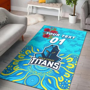 (Custom Personalised) Gold Coast Titans ANZAC 2022 Area Rug Indigenous Vibes LT8
