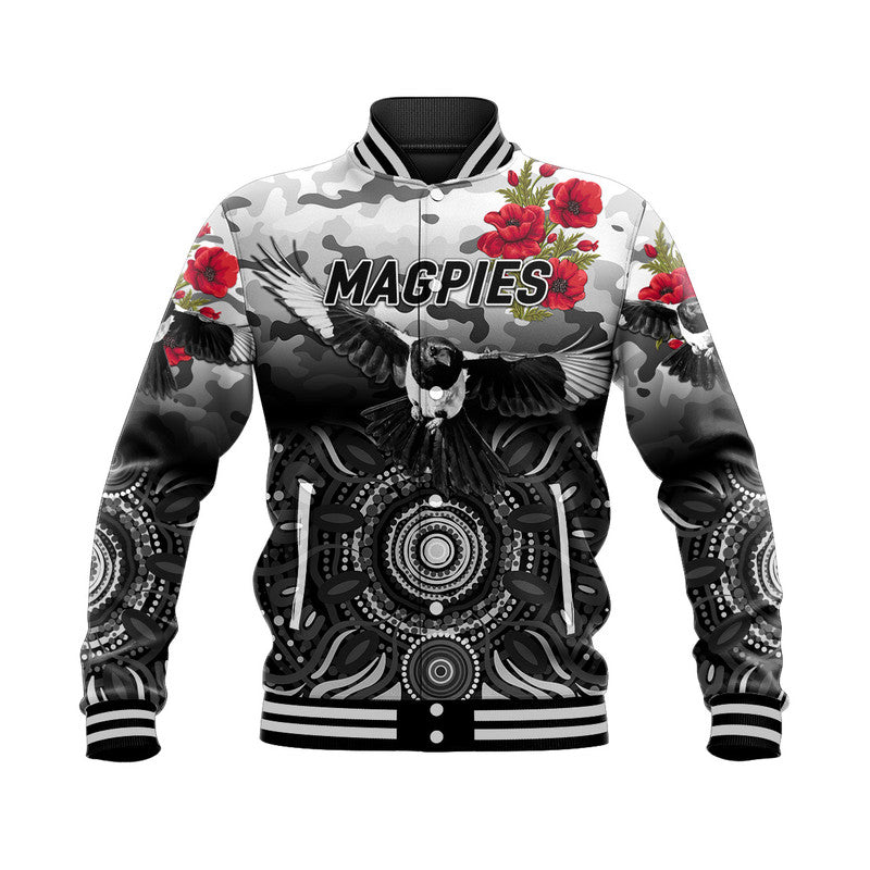 (Custom Personalised) Collingwood Magpies ANZAC Baseball Jacket Indigenous Vibes LT8