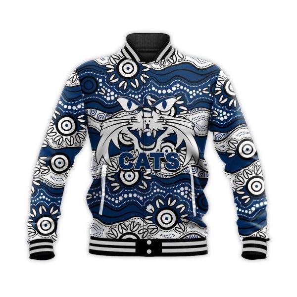(Custom Personalised) Geelong Cats Baseball Jacket Aboriginal Version LT6