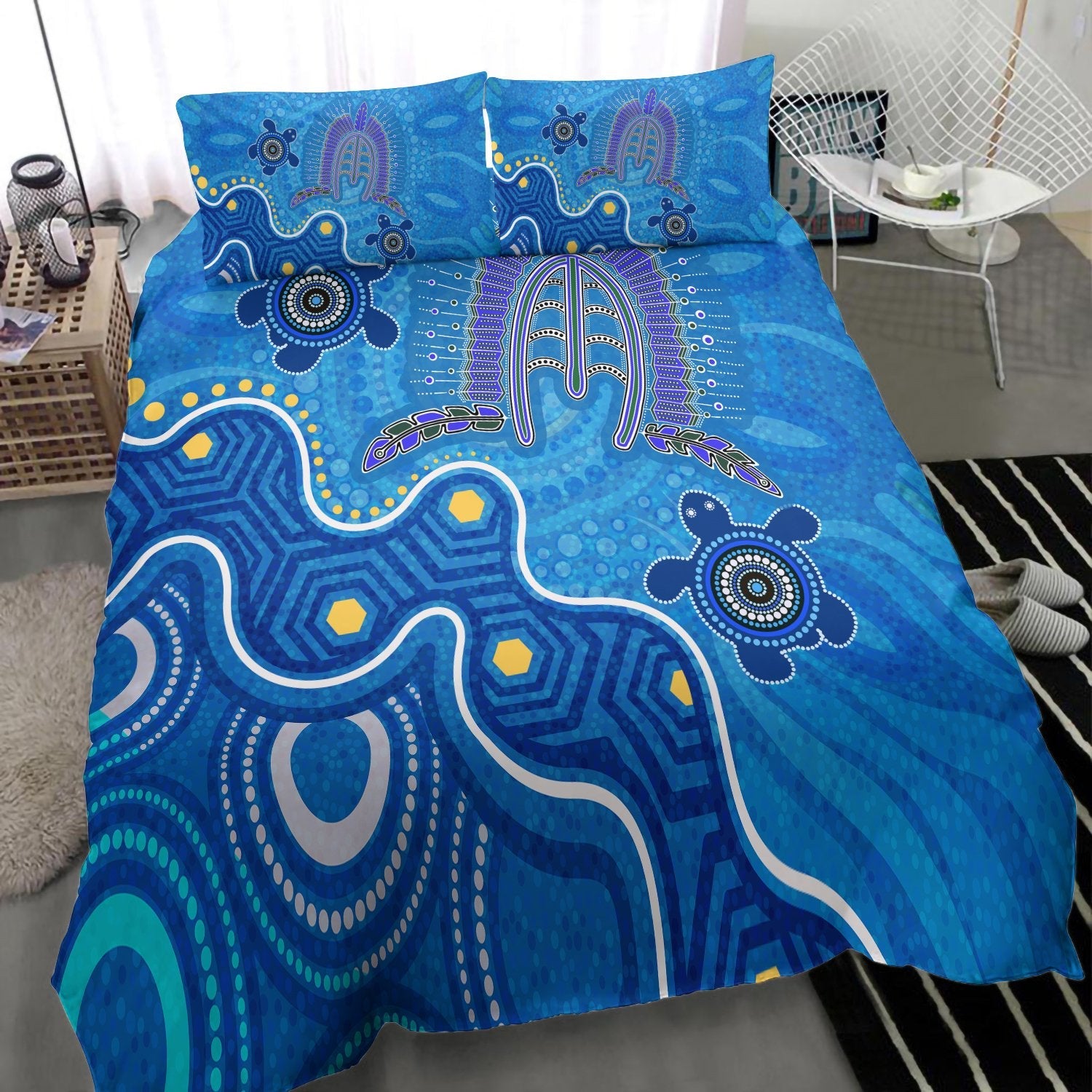 Torres Strait Bedding Set - Dhari And Turtle