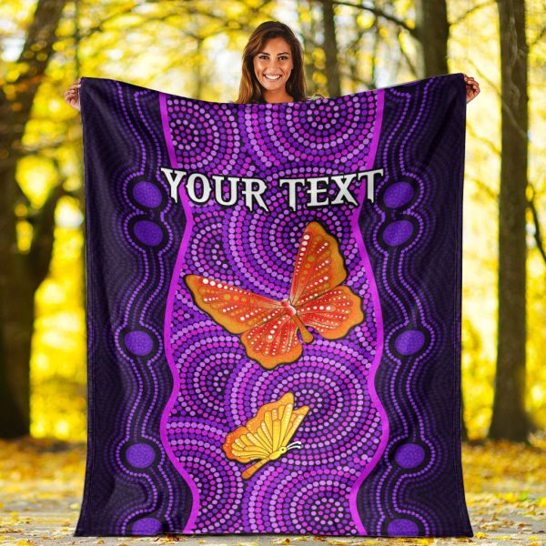 (Custom Personalised) Aboriginal Dot Premium Blanket Butterfly Natural Beauty LT13