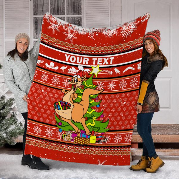 (Custom Personalised) Australia Christmas Kangaroo Aboriginal Pattern Blanket - LT2