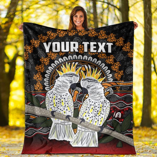 (Custom Personalised) Australia Valentine Premium Blanket Aboriginal Couple Cockatoos MY LOVE LT13