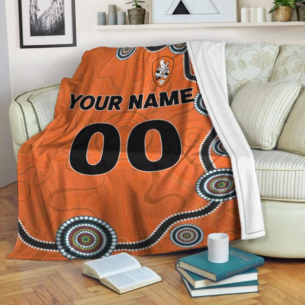 (Custom Personalised) Brisbane Roar Blanket - Indigenous Dot Painting Art - LT12