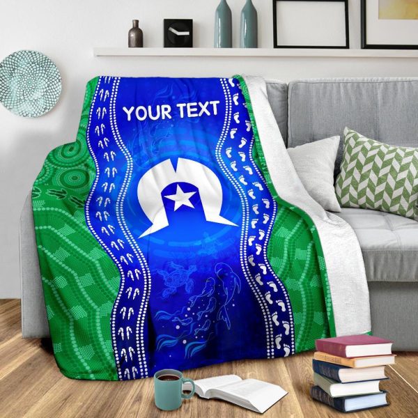 Custom Torres Strait Islanders Premium Blanket - Torres Symbol With Aboriginal Patterns