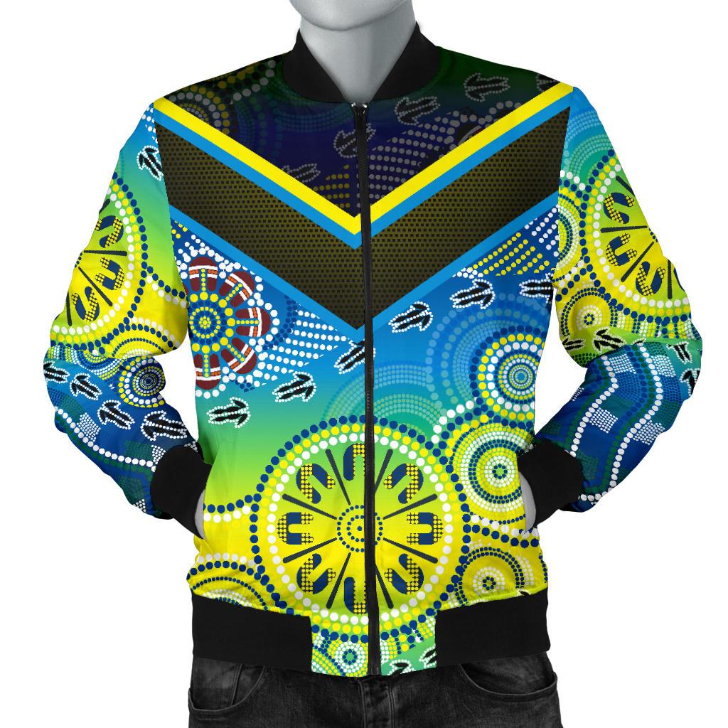 Aboriginal Bomber Jacket - Dot Painting Indigenous Circle Patterns - Men