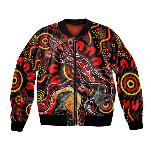 (Custom Personalised) Aboriginal Lizard Bomber Jacket Red Color LT6