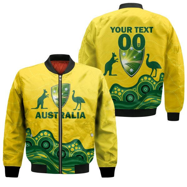 (Custom Personalised) Australia Cricket Aboriginal Pattern Bomber Jacket - LT2