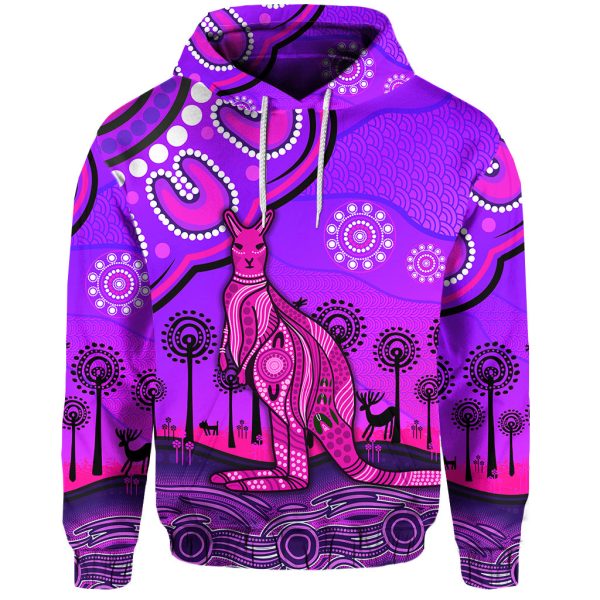 (Custom Personalised) Aboriginal Art Kangaroo Hoodie Indigenous Unique Vibes - Purple LT8