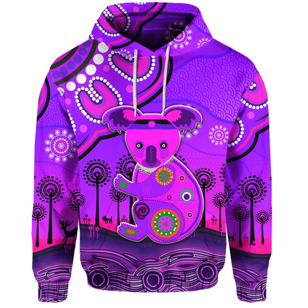 (Custom Personalised) Aboriginal Art Koala Hoodie Indigenous Unique Vibes - Purple LT8