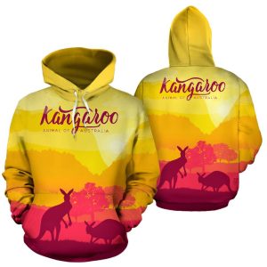 Hoodie - Kangaroo Hoodie Morning Uluru Landscape Art - All Over Print - Unisex