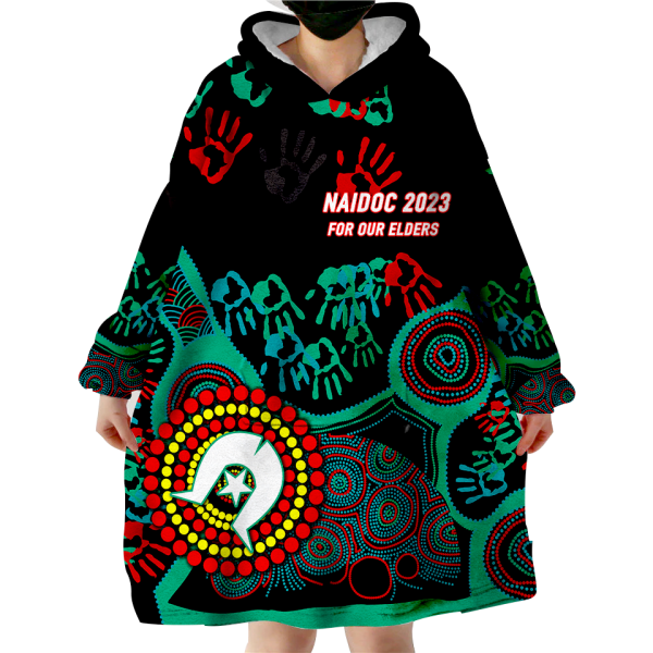 (Custom Personalised ) NAIDOC Week 2023 Aboriginal Art For Our Elders Wearable Blanket Hoodie - LT12