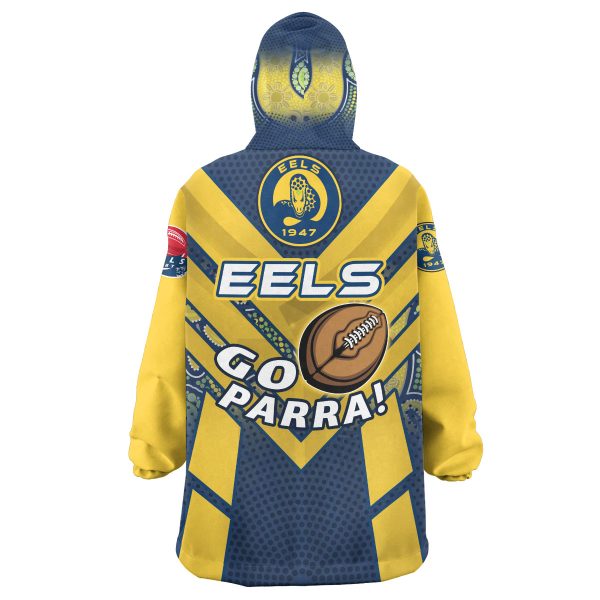 Eels Rugby Snug Hoodie - Custom GO PARRA Eels Aboriginal Patterns Oodie Blanket