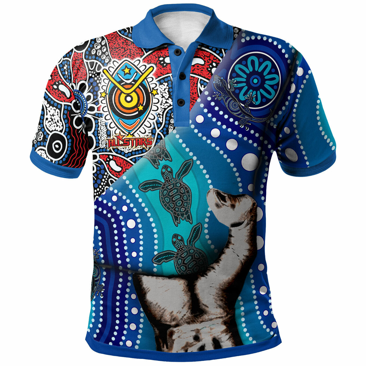 All Stars Rugby Aboriginal Custom Patronage Turtle Dreamtime Polo Shirt - Indigenous All Stars Bloods In My Veins LT10