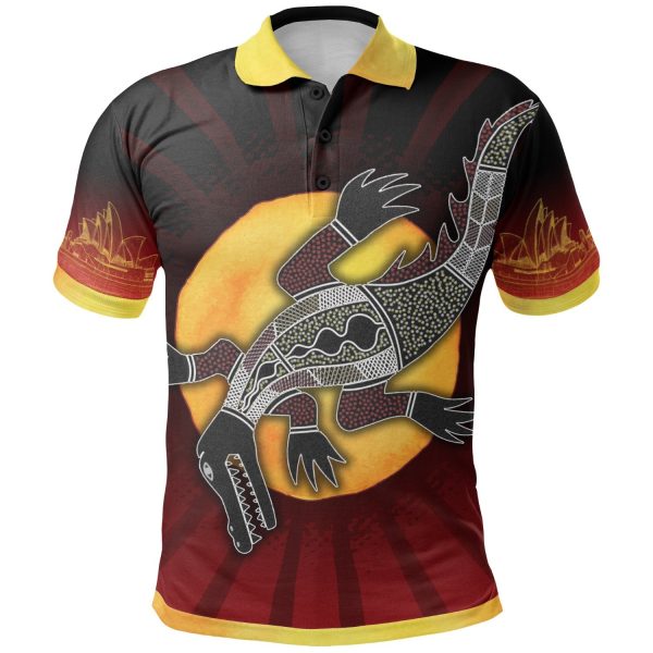 Polo Shirt - Aboriginal Crocodile with the Sydney Opera House