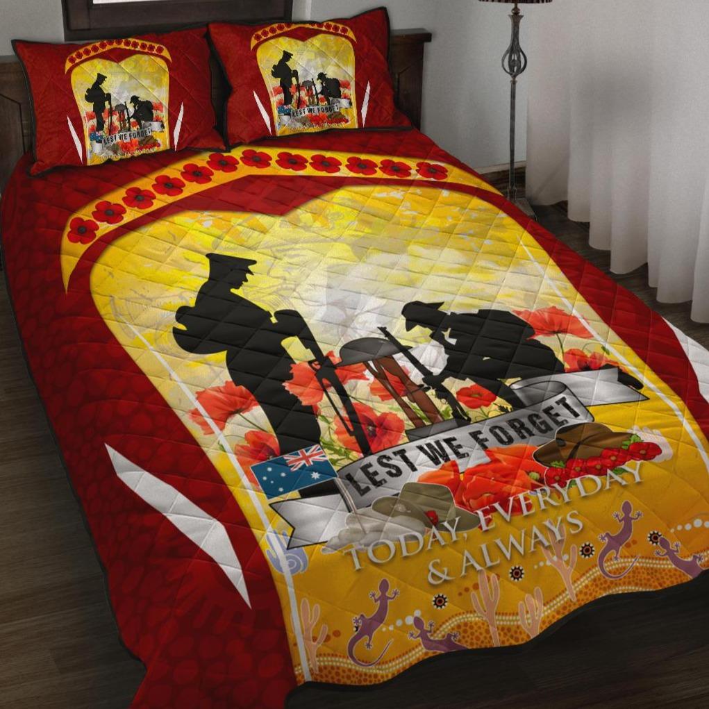 Anzac Quilt Bed Set - Lest We Forget Aboriginal Version