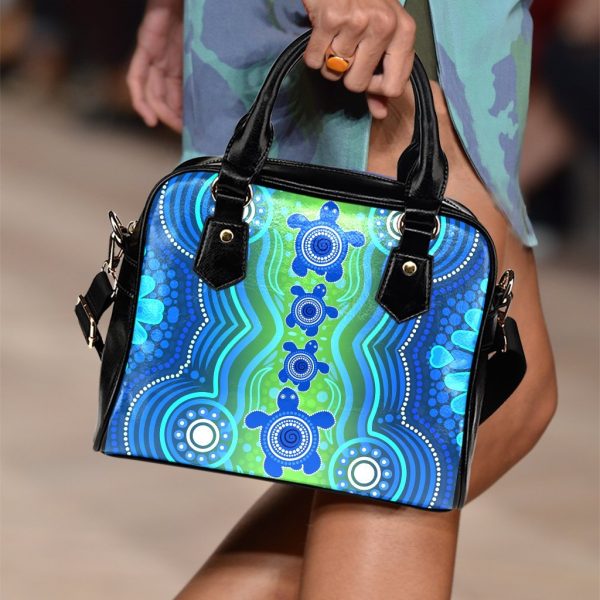 Aboriginal Shoulder Handbag - Aboriginal Turtle Family