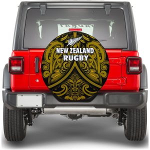 New Zealand Silver Fern Rugby Spare Tire Cover All Black Gold NZ Maori Pattern LT13